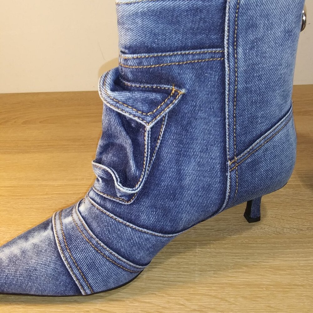 Denim ankle boots - kitten heel